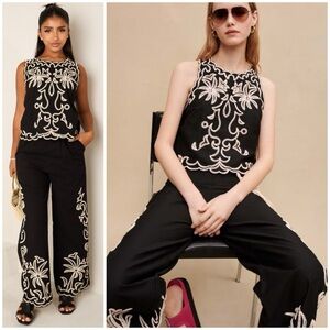 MAJE Macramé-Embroidered Set Top & Pants SZ M US 6